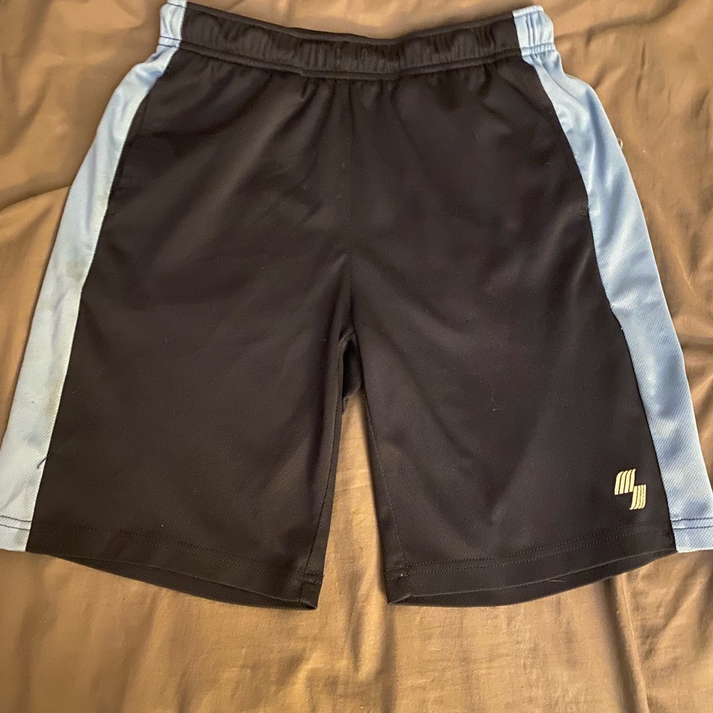 Navy and light blue athletic shorts